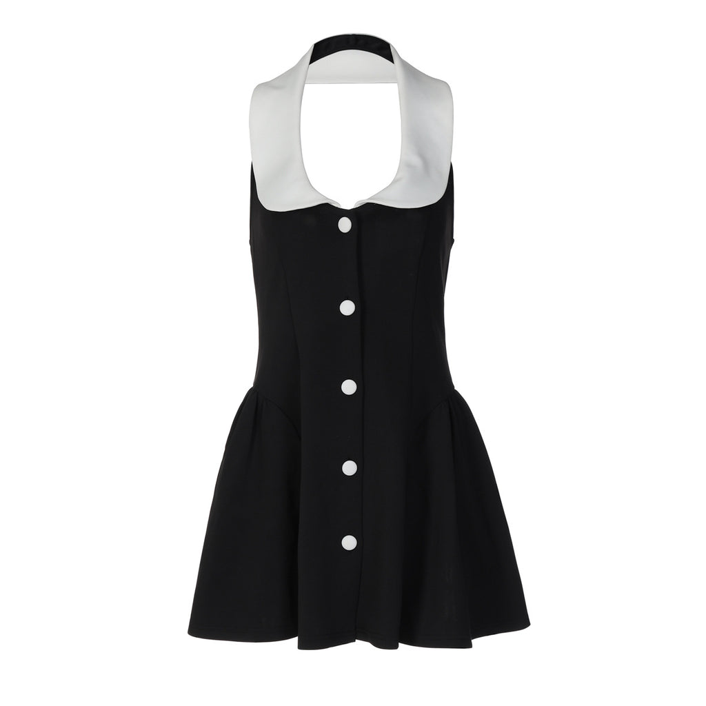 Women's Halter Color-Block A-Line Mini Dress