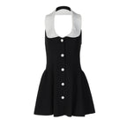 Women's Halter Color-Block A-Line Mini Dress