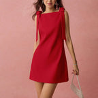 Women's Red Sleeveless A Line Dress For Party Short Dress
