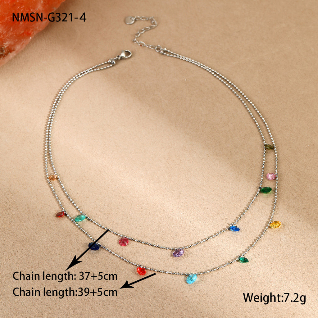 NMSN-G321-4 Steel Color Zirconium Necklace