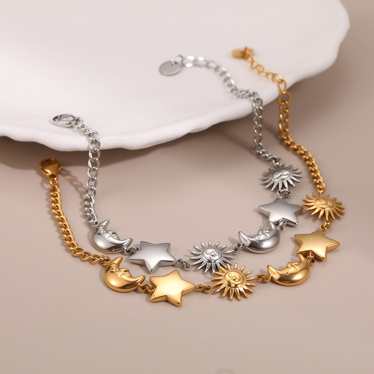 Sun Moon Stainless Steel Bracelet