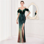 Women's Velvet Spaghetti Straps Cocktail Evening Dress Elegant Company