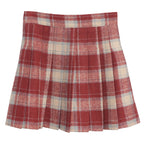 Plaid Pleated Skirt Women Winter Woolen Anti Exposure Skirt High Waist Slimming A Line Skirt
