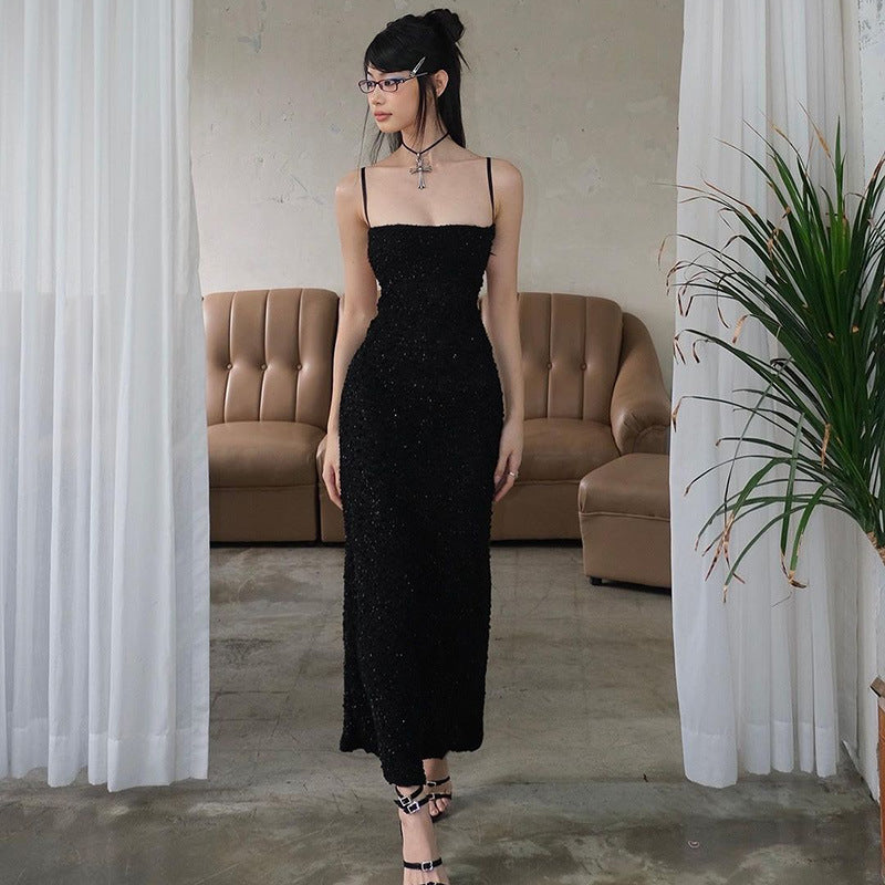 Spaghetti-Strap Backless Bodycon Midi Dress