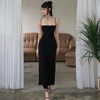 Spaghetti-Strap Backless Bodycon Midi Dress