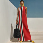 Women's Sleeveless Vertical Striped Maxi Dress
