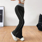 Women's All Match Office Tight Casual Pants Elastic Waist Contrast