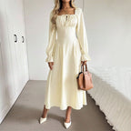 Women's Square-Neck Pleated A-Line Dress