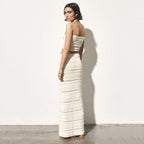 Women's Hollow Out Cutout See Top and Skirt Two-Piece Set
