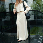 French Long-Sleeve Shirt & Split Skirt Set