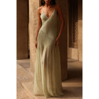 Women's Pleated Sling See Through Vacation Loose Dress
