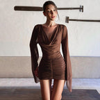 Women's Asymmetric Mesh One-Shoulder Mini Dress