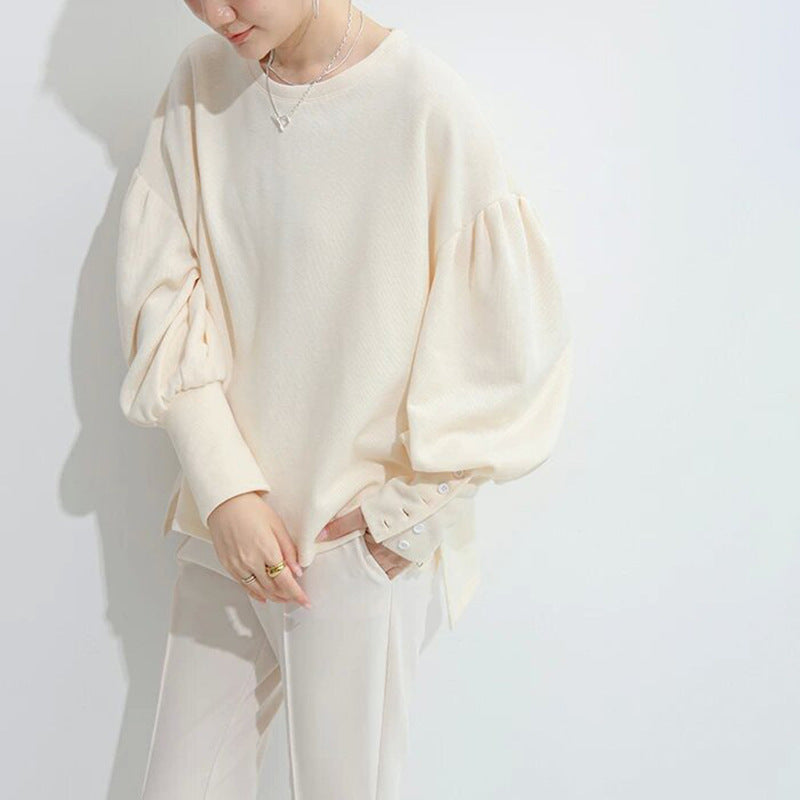 Women’s Ivory Lantern Sleeve Knit Sweater
