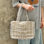 Women's Pearl Woven Beaded Tote Bag