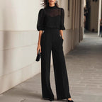 Women Summer Slimming Printed Short Sleeved Wide Leg Pants Three Piece Set