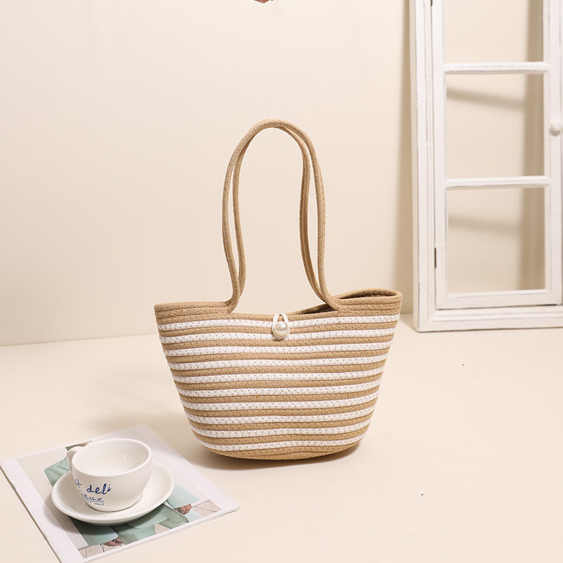 Cotton Thread Pearl Striped Coffee