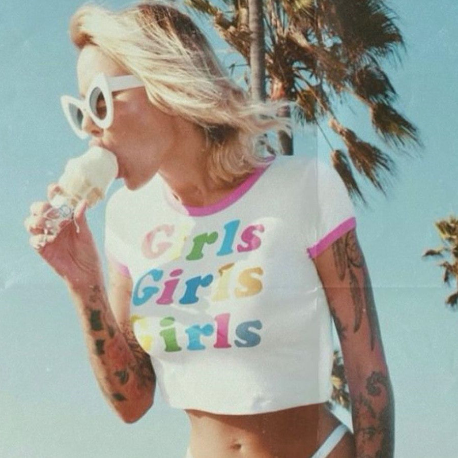 Women’s White Letter Graphic Slim Fit T Shirt