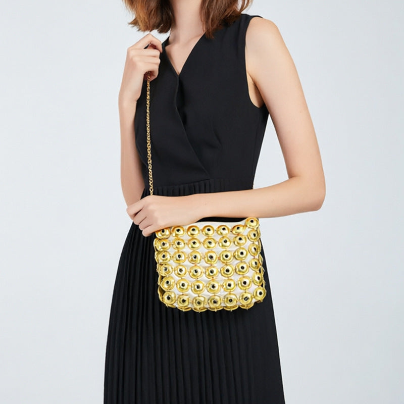 Women's Gold Chain Sequin Crossbody Bag