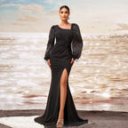 Women's One-Shoulder Sequin Fishtail Evening Dress