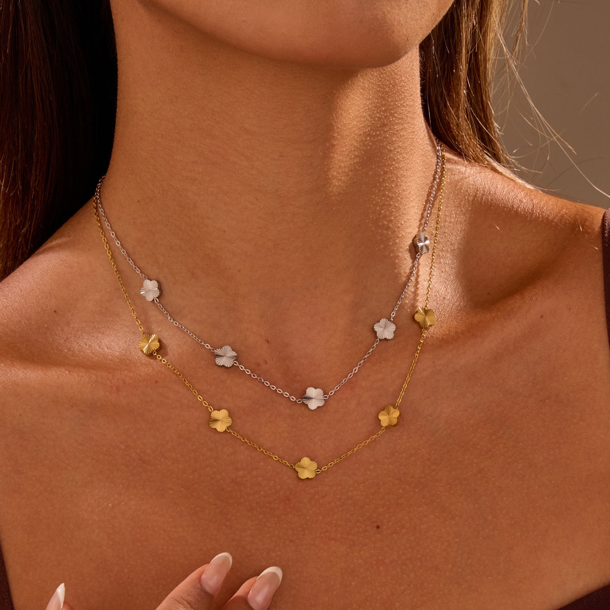 Five Petal Floral Necklace