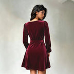 Women's Lace Velvet Dress