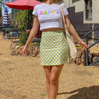 Women’s Happy Letter Graphic Cropped T Shirt