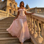 Women's Lace Strapless Top and Pleated Skirt Set