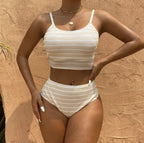 Split Striped One-piece Swimwear