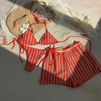 Lace Striped Bikini Swimwear