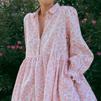 Cotton Lace-Up A-Line Dress