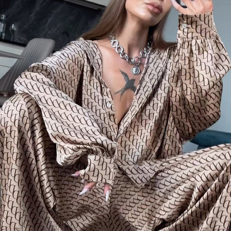 High Grade Long Sleeved Loose Shirt Trousers