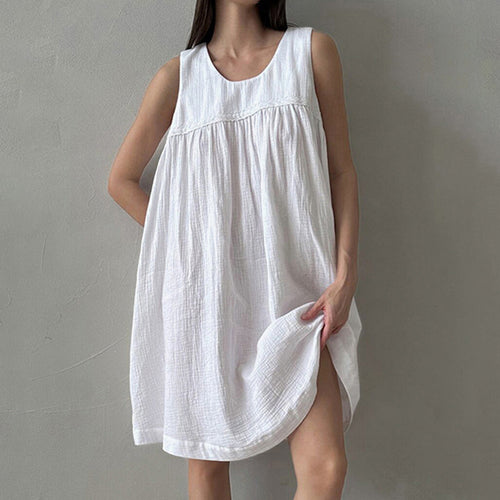 White Cotton Vest Dress