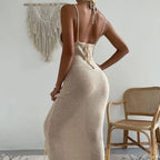 Women's Cutout Lace-Up Halter Maxi Dress