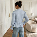 Retro Chinese-Style Striped Shirt