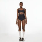 Retro Hook One Piece Swimsuit Women Simple Black Spring