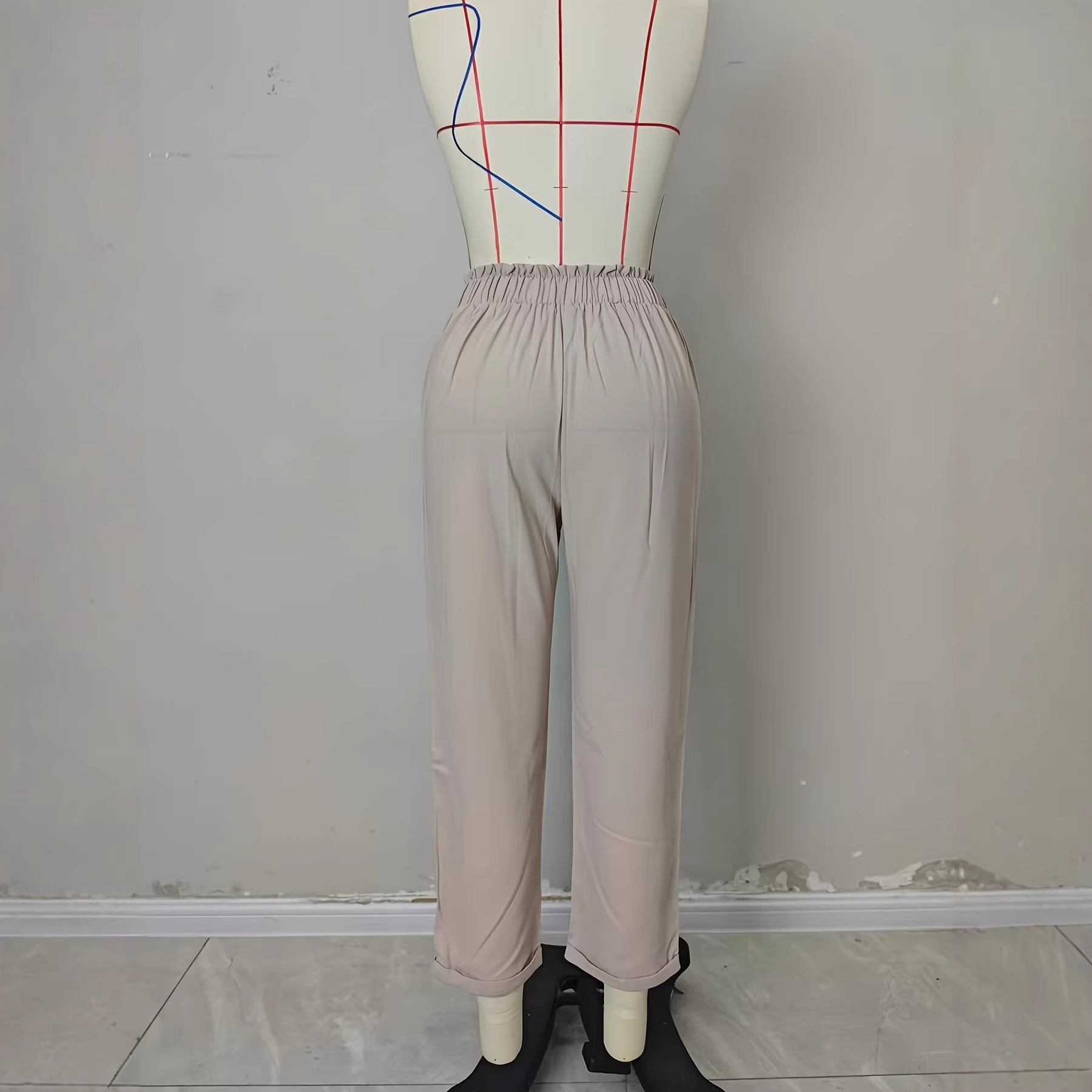 Casual Pants Women Spring Summer Women's Plus Size Women's Clothing Office Pleated High Waist Straight-Leg Pants