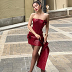 Women's Autumn French Three Dimensional Vest and Skirt Two-Piece Set