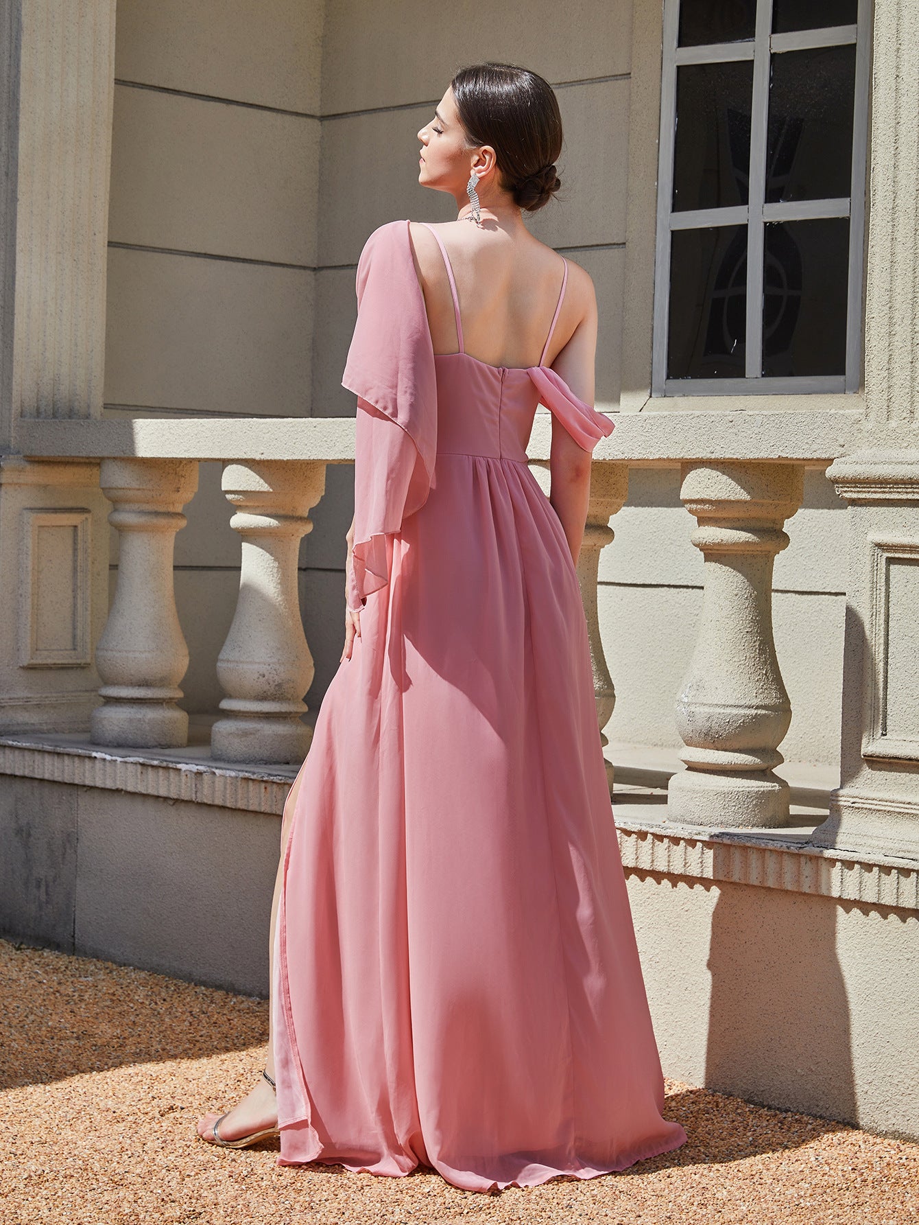 Autumn Winter Women Sexy Sling Cocktail Dress Solid Color Dress