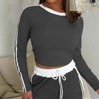 Clothing Autumn Winter Long-Sleeve T Shirt Casual Long Pants Set