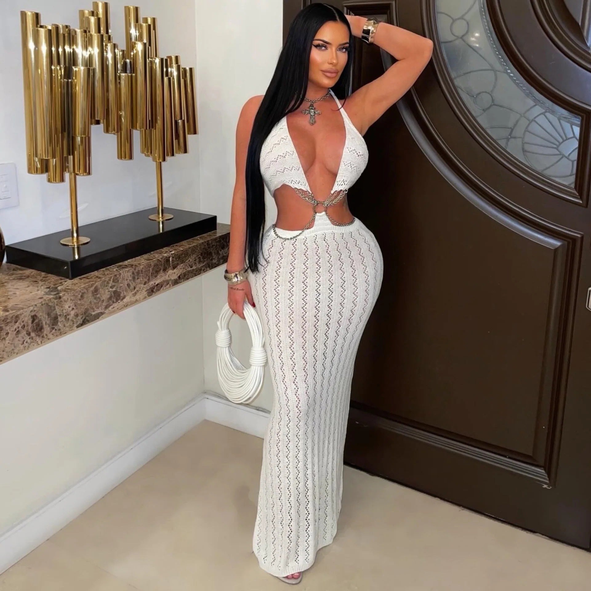 Women's Backless Halter Dress