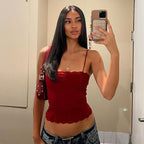 's Lace Spaghetti Strap Top Skinny Short Tube Top Basic Vest