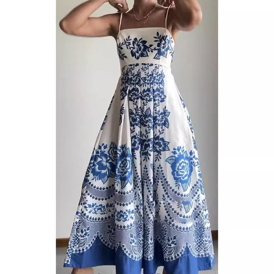 Strappy Ethnic Symmetrical Printed Dress