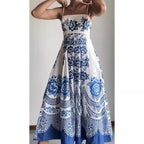 Strappy Ethnic Symmetrical Printed Dress