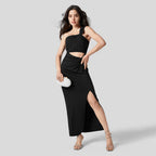 Women's One-Shoulder Cutout Backless Slit Party Midi Dress