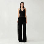 Women Clothing Autumn Black Ribbon Bootcut Trousers Women Slimming Casual All Matching Bell Bottom Pants