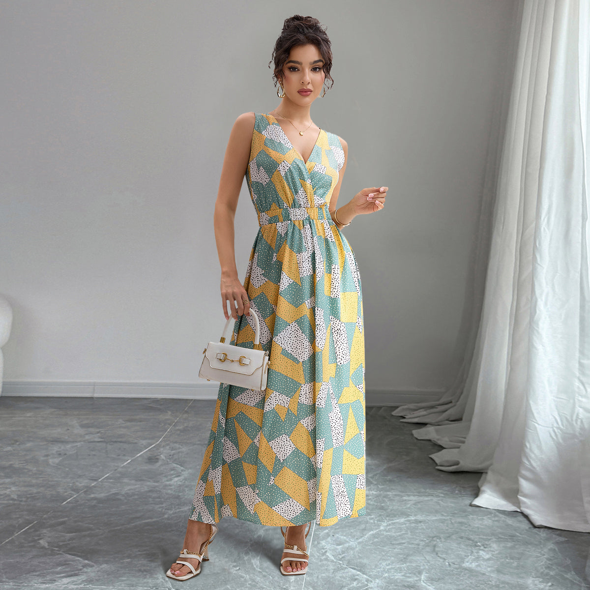 Sleeveless V-Neck Maxi Dress