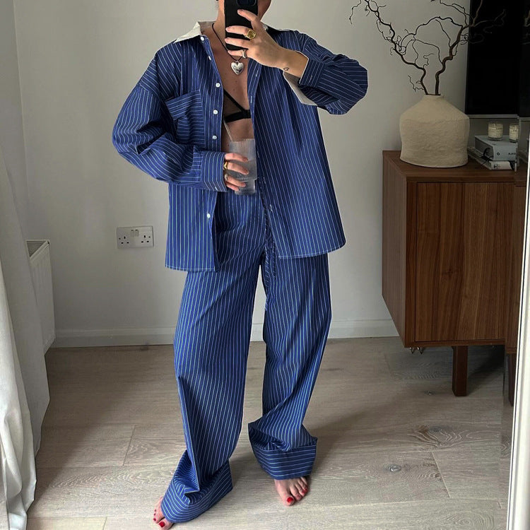 French Striped Suit Set