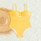 Korean Solid One-piece Swimwear