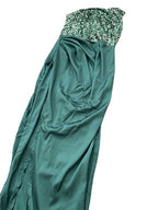 Women's Green Sequined Fairy Wedding Long Long Sleeve One-Piece Mid-Length Evening Dress