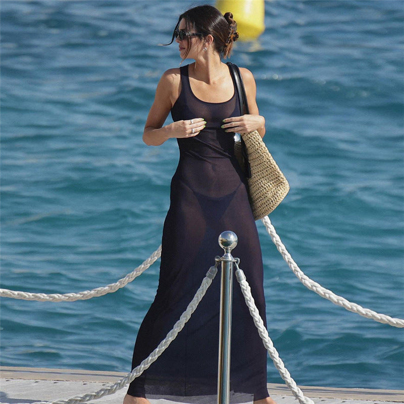 Sheer Mesh Beach Maxi Dress